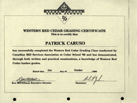 Western Red Cedar Certificate